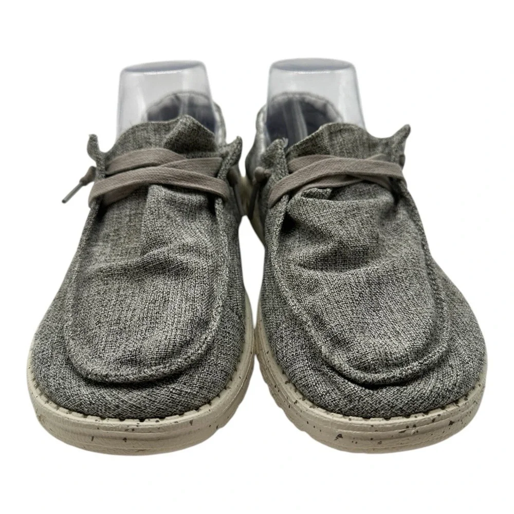 Hey Dude Wendy Linen Shoes Womens 10 Iron Grey Slip On Lightweight Loafer Casual